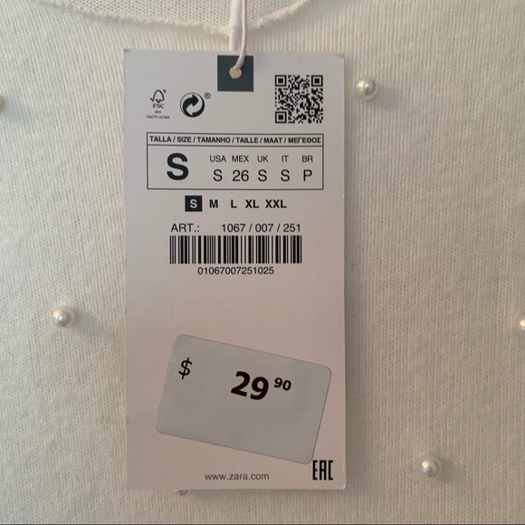 Cream long sleeved lightweight sweater with pearls - Picture 5 of 6